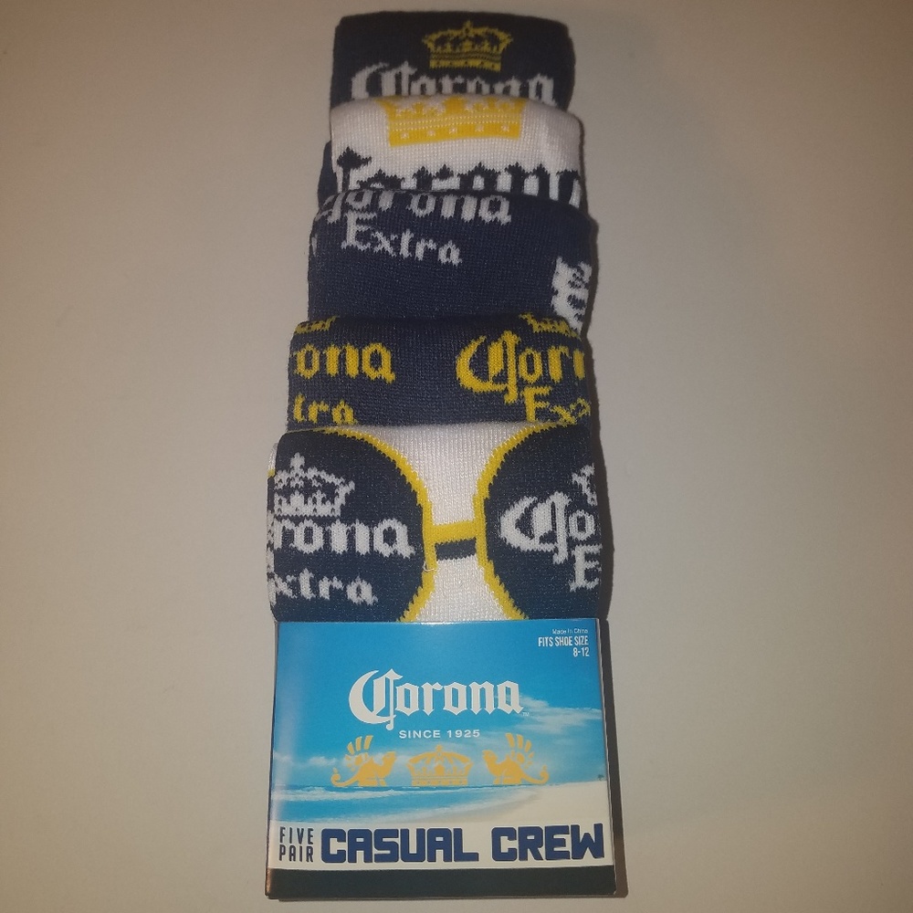 Corona Extra Mens casual crew socks 5 pair beer